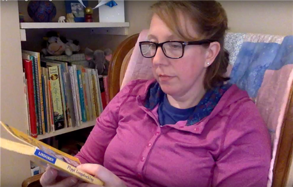 Mrs. Kuchel in her cozy reading spot Mrs. Kuchel in her cozy reading spot